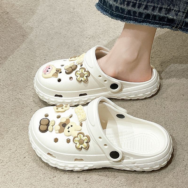EVA Anti-Slip Nursing Slippers Men's Summer Outdoor Wear Hole Hole Shoes Waterproof Comfortable Grapes Particle Style Couple Slippers