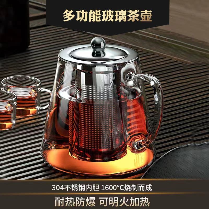 New Luxury High Borosilicate Glass Teapot Set, Heat-Resistant Tea Infuser, Tea Maker, Kettle, Tea Ware
