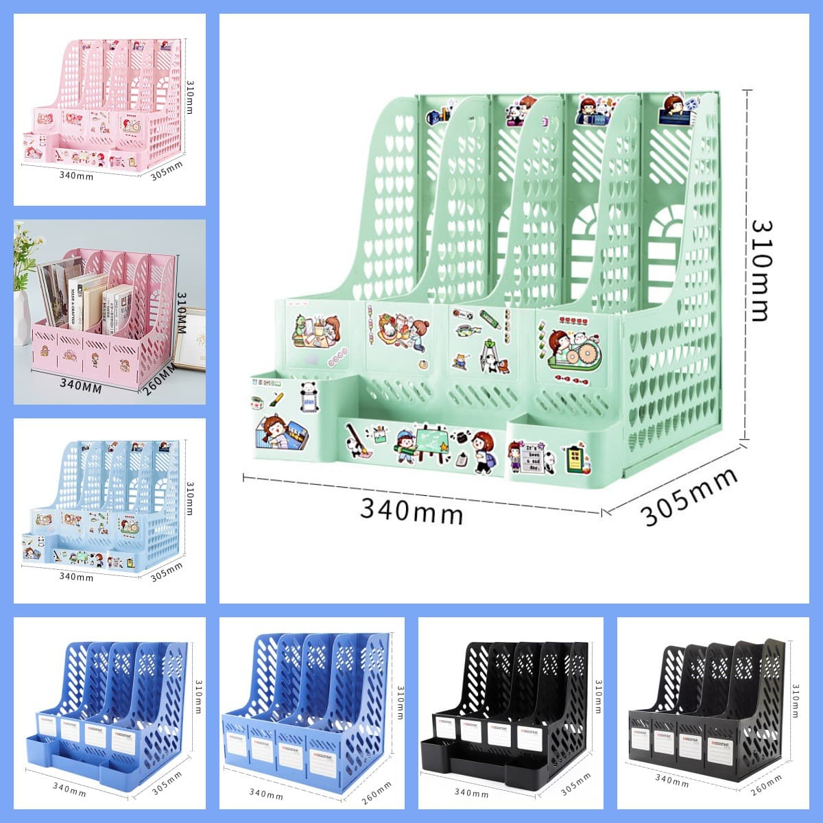 Wholesale Office Thickened File Rack Material Frame Book Stand File Frame Four-Column Desktop Storage Box Office Supplies