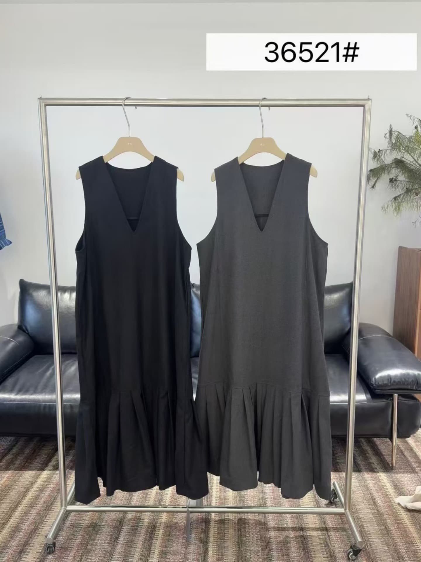 Becabeau Women's Wear 36521 Autumn Korean Version Loose Plus Size Fat MM Lazy Relaxed Style Sleeveless V-Neck Vest Dress