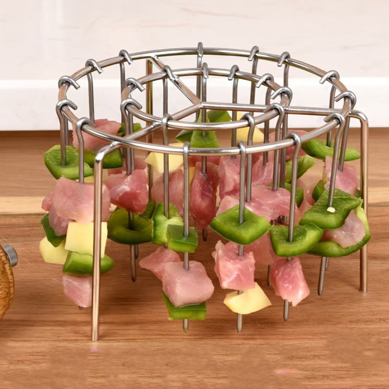 Air fryer skewer rack, stainless steel home use roasting needle, hanging oven meat grill, simple kebab stand, skewer holder