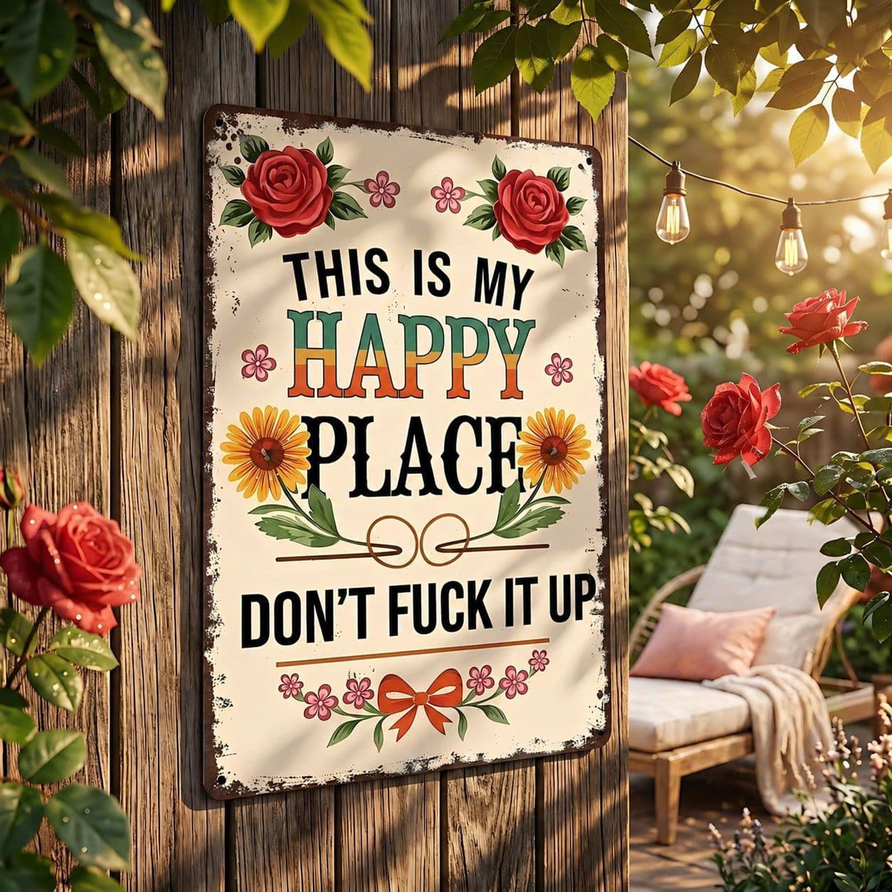 New Cross-Border Vintage Metal Sign Happy Place Metal Iron Sign