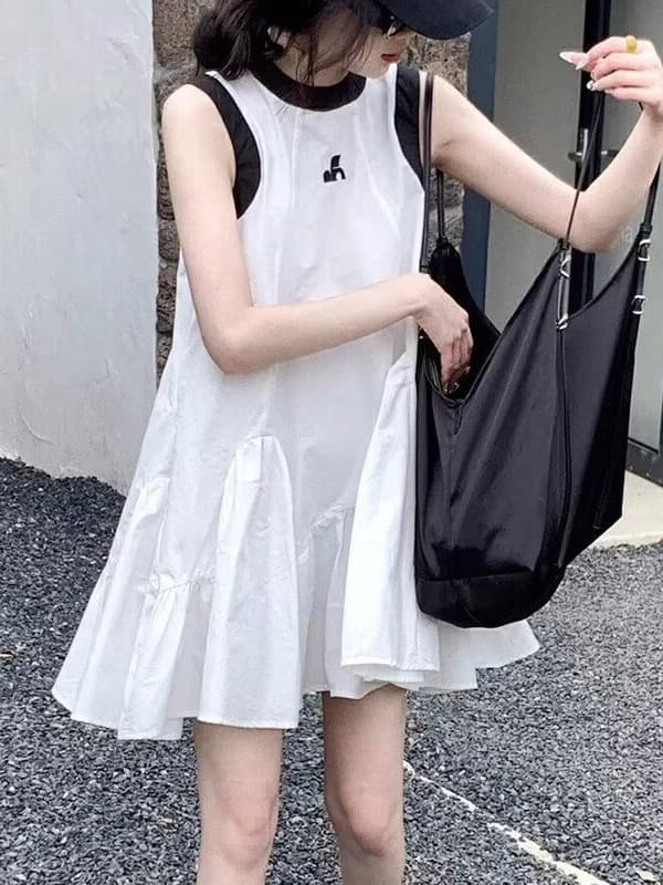 Girls White Dress Summer 2025 New Girls' Summer Skirt High-Grade Junior High School Summer Sling