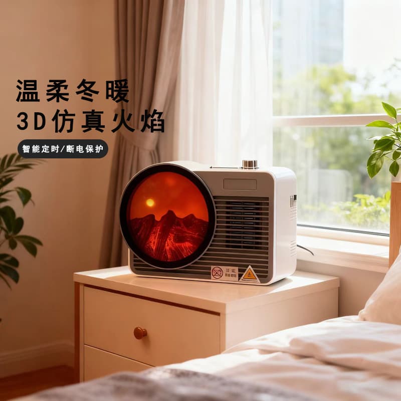 Smart Heater Simulated Flame Mountain Heater Home Small Wall-Mounted Fireplace Energy-Saving Electric Heater Desktop