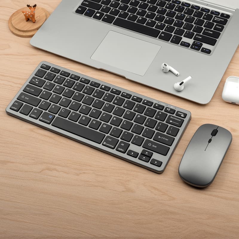 Factory Wholesale Ultra-Thin Rechargeable Bluetooth + 2.4G Wireless Triple-Mode Keyboard and Mouse Set for Business Office