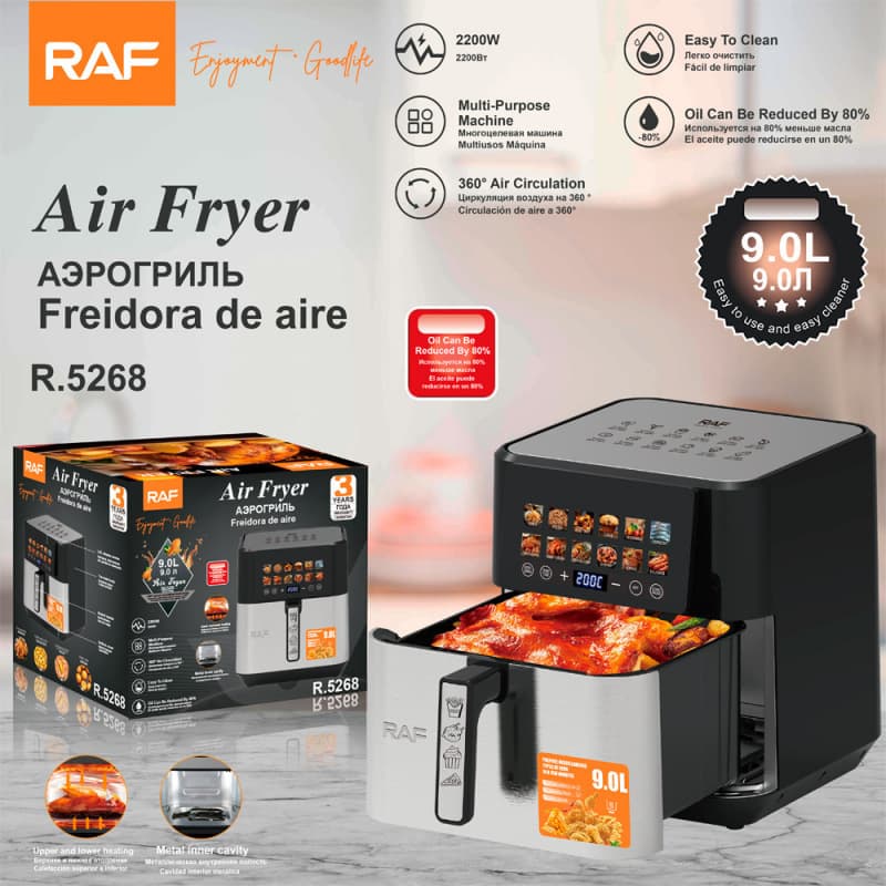 RAF European Standard Cross-border Air Fryer, Household Multi-functional 9L Large Capacity, Top and Bottom Heating