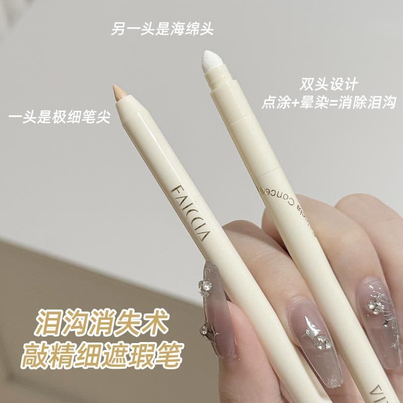 Feixi~ Cream Concealer Pen for Covering Spots, Acne Marks, and Pores, Invisible Concealer Cream with Highlight and Contour, Smudge-Proof