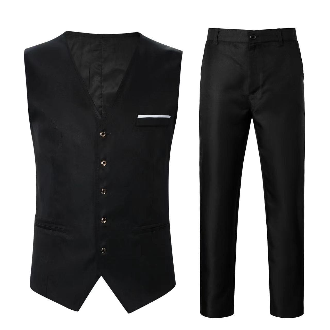Fashionable Men's Casual Business Suit Vest Set Wedding Formal Wear British Style Two-Piece Suit Pants Vest Matching