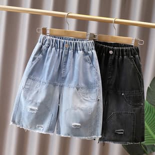 Children's Boy's Denim Shorts, Summer 2026 New Collection, Children's Pants, Mid-Length 5-Point Shorts for Older Kids, Boy's Summer Wear, Outdoor