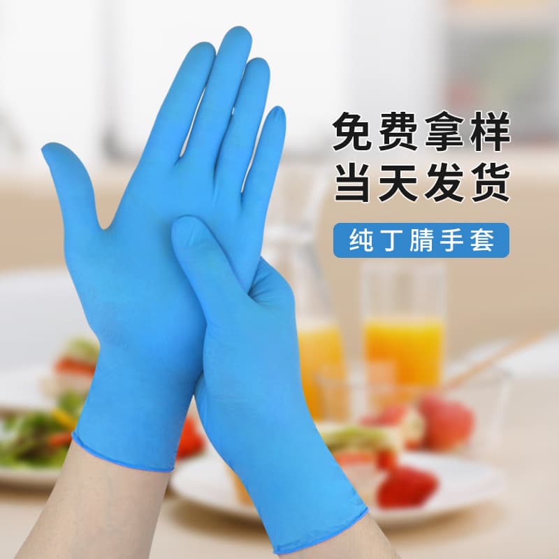 Acid-Alkali Resistant Nitrile Protective Gloves Blue Food-Grade Thickened Disposable Oil-Resistant Acid-Proof Slip-Resistant Wear-Resistant