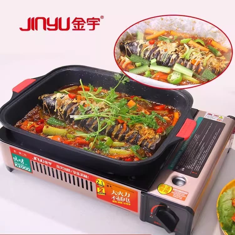 Jinyu Cartridge Stove K2000 Outdoor Portable Barbecue Gas Stove for Hot Pot, Fish Grilling, and Pan-Frying