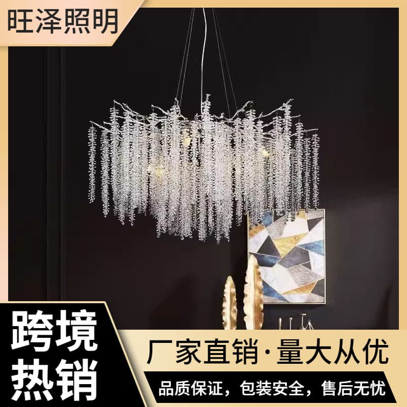 2025 New Luxury Crystal Chandelier, Simple French Style, Luxury Duplex, American Branch, Light Luxury Living Room Crystal Pendant Light