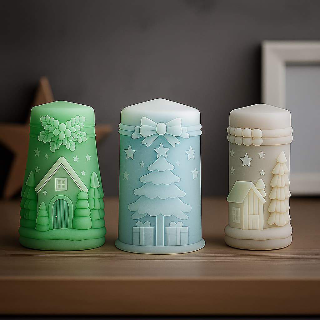 Christmas Bottle Scented Candle Mold DIY Christmas Decoration Ornaments Christmas Tree Relief Mold