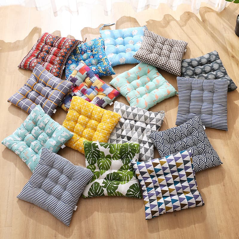 Chair thickened seat cushion, student stool pad, office all-season seat pad, breathable summer soft cushion, linen fabric chair mat