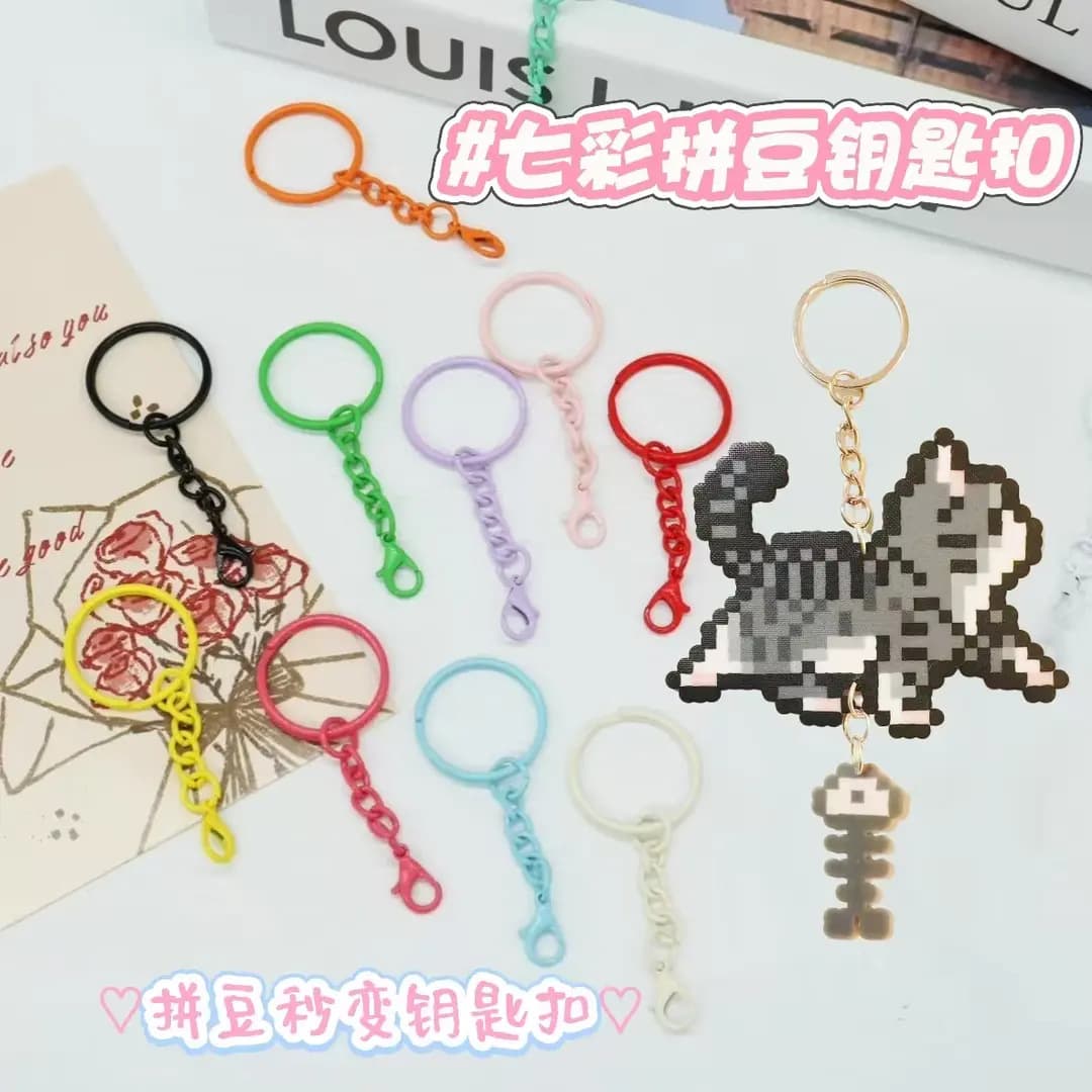 Colorful bean keychain handmade keychain diy bag jewelry accessories girly heart painted versatile keychain