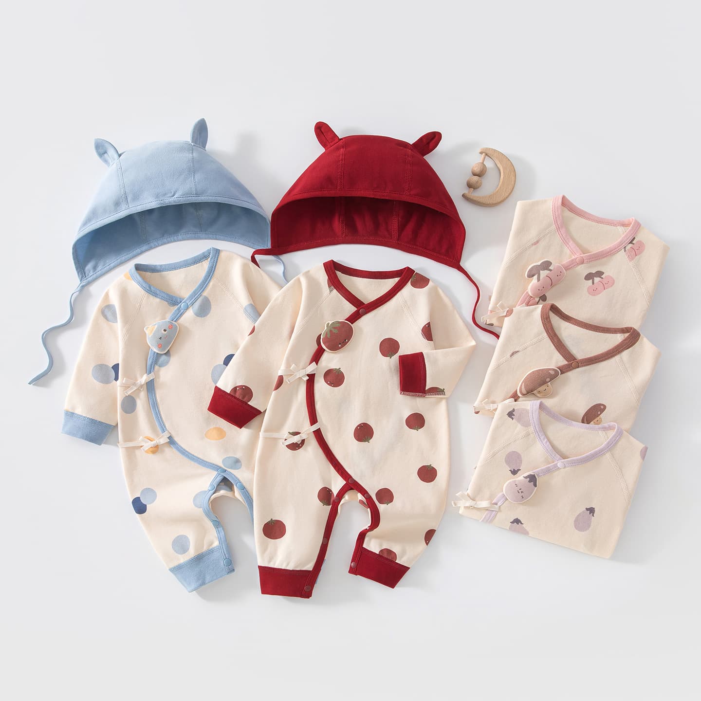Newborn baby jumpsuit butterfly jumpsuit with hood spring and autumn pure cotton newborn monk suit baby crawling suit