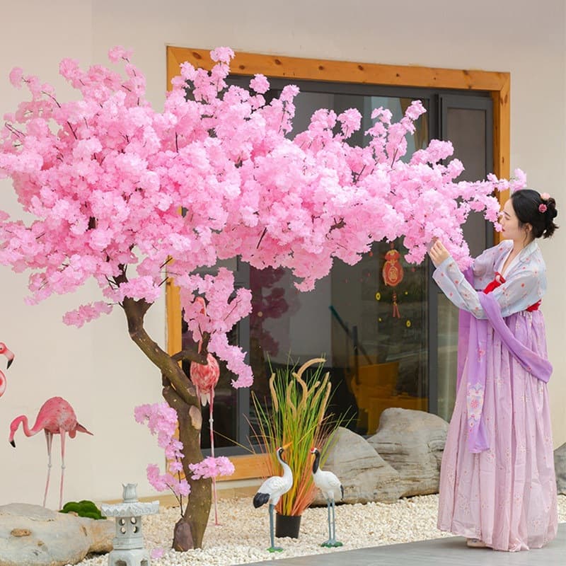Artificial Cherry Blossom Tree, Popular Peach Blossom Tree, Large Fake Tree for Indoor and Outdoor Decoration, Wish Tree, Japanese-Style Landscape for Shopping Malls