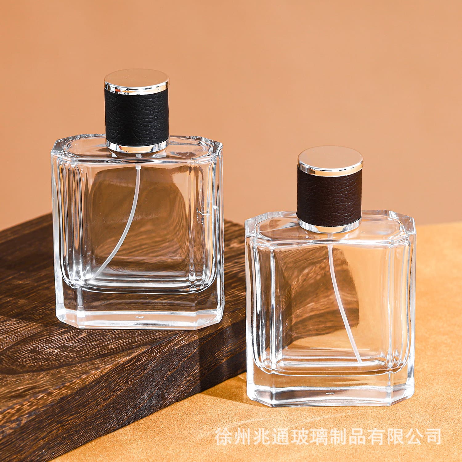 Glass 100ml Perfume Bottle Thick Bottom Transparent High-end Perfume Refill Bottle Leather Cap Snap-on Spray Bottle