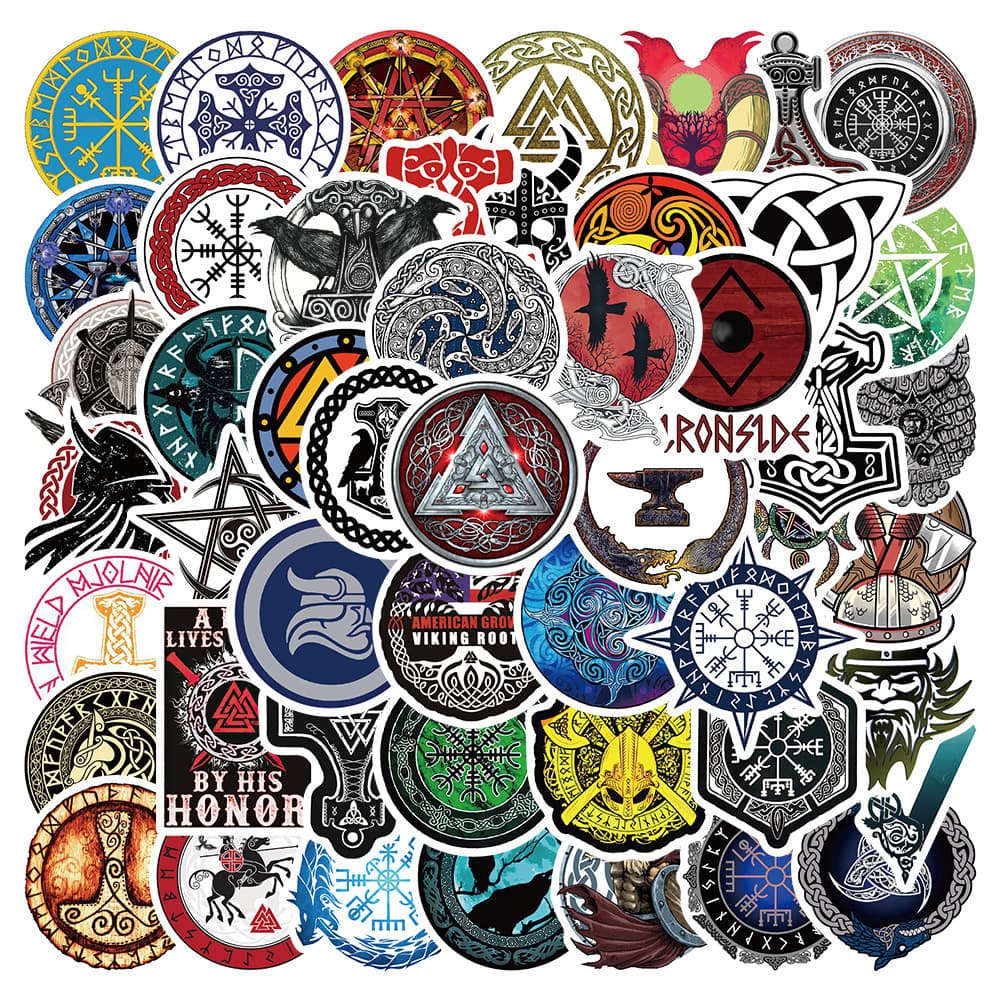 50 pieces of Viking Gear stickers, laptop suitcase, car helmet, DIY handbook, waterproof stickers