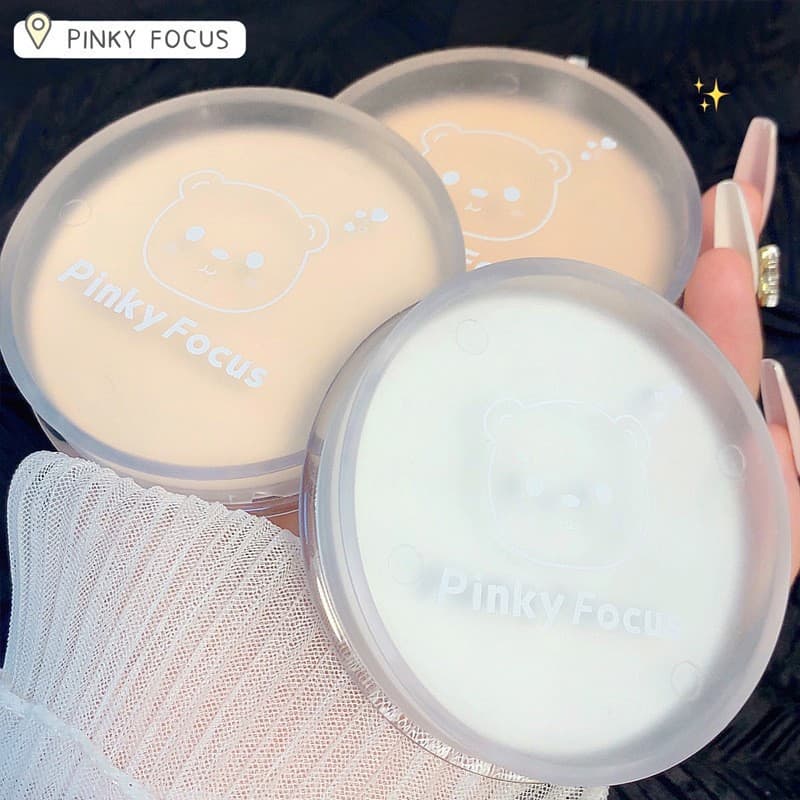 pinkyFocus Smiling Bear Featherlight Pressed Powder Setting and Concealing Loose Powder Compact (Short-Dated Special Offer, No Returns or Exchanges)