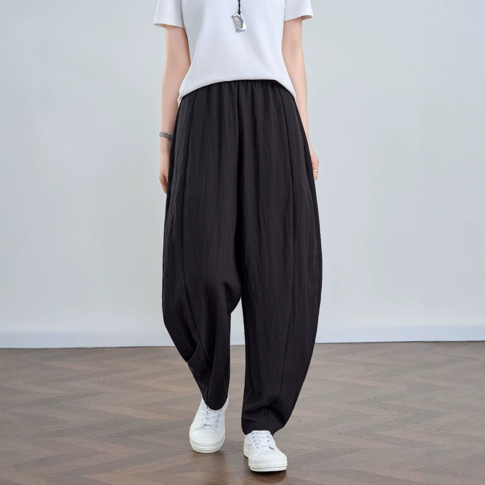 TMZE｜2026 Spring/Autumn New Lyocell Linen Draped Casual Women's Pants High-Waist Slimming Concealing Lantern Pants