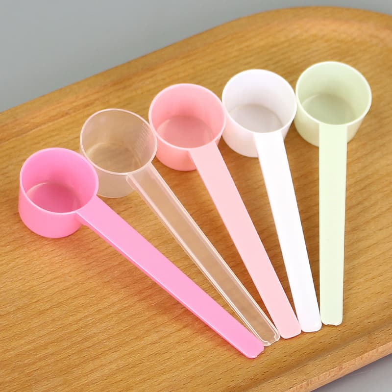 5g Plastic Measuring Spoon, Pink, White, Transparent, 5g Flat-Bottom Spoon, Powder Liquid Measuring Spoon, Mask Spoon with Graduations