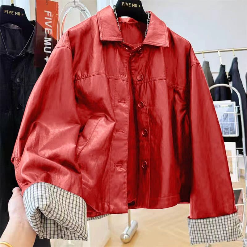 New PU Leather Jacket Women's Black Short Small Man 2026 Spring Autumn Winter New Hong Kong Style Loose Leather Jacket