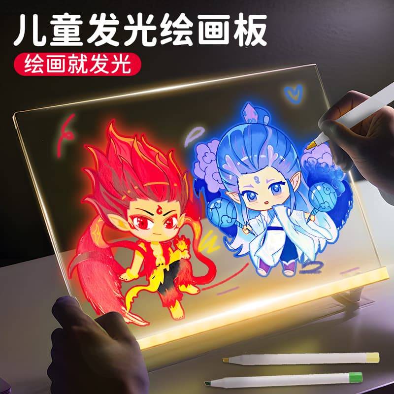 Erasable Transparent Acrylic Glowing Drawing Board Advertising Light Sign Fluorescent Board Drawing Tool for Students Writing Hand-painting Set