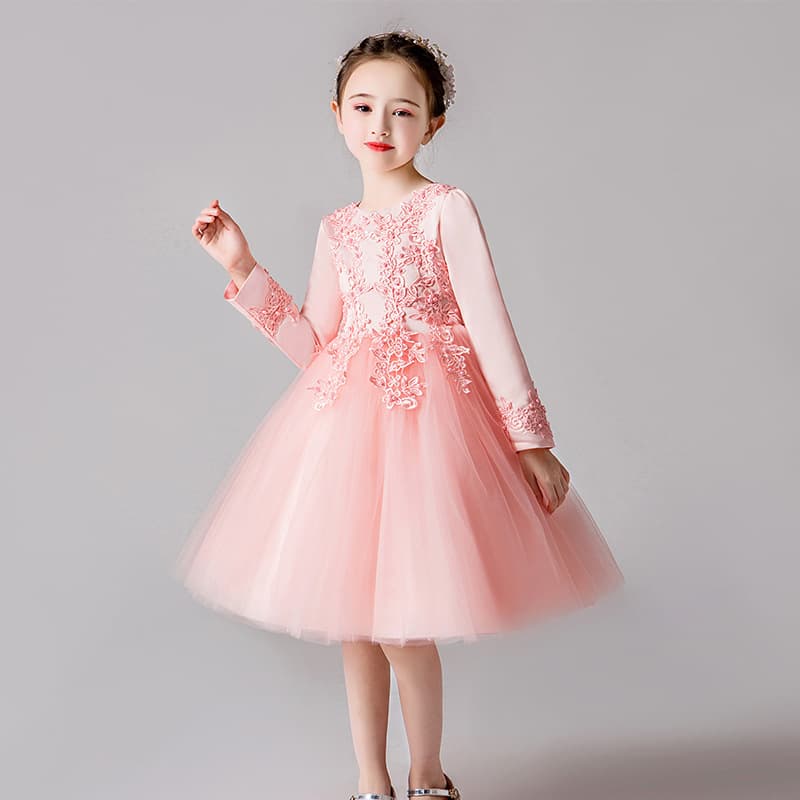 Girls' Formal Dress Spring Autumn Flower Girl Princess Dress High-End Wedding Wedding Dress Piano Performance Dress Puffy Dress