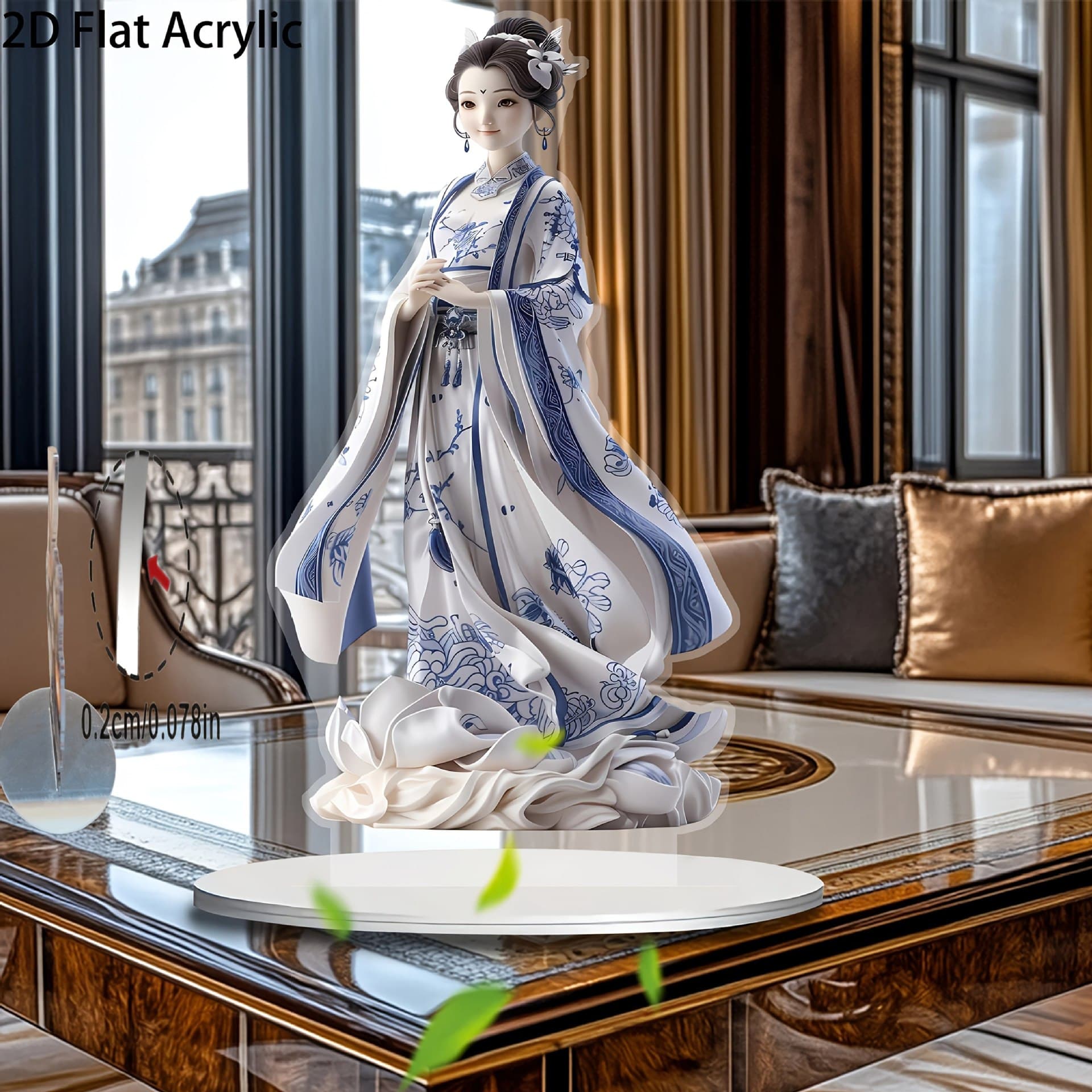 Cross-border exclusive supply of blue and white porcelain pattern Hanfu girl style stand creative desktop table elegant wholesale supply