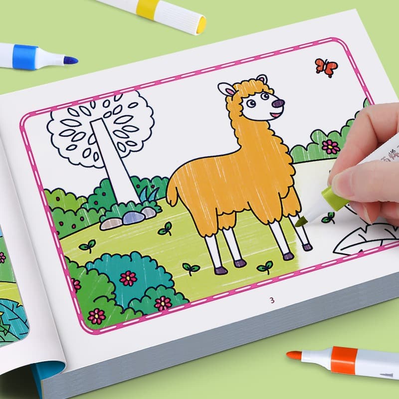 Cross-border 3-6 Year Old Children's Watercolor Pen Coloring Book Kindergarten Graffiti Fill-in Painting Book Baby Fun Drawing Book