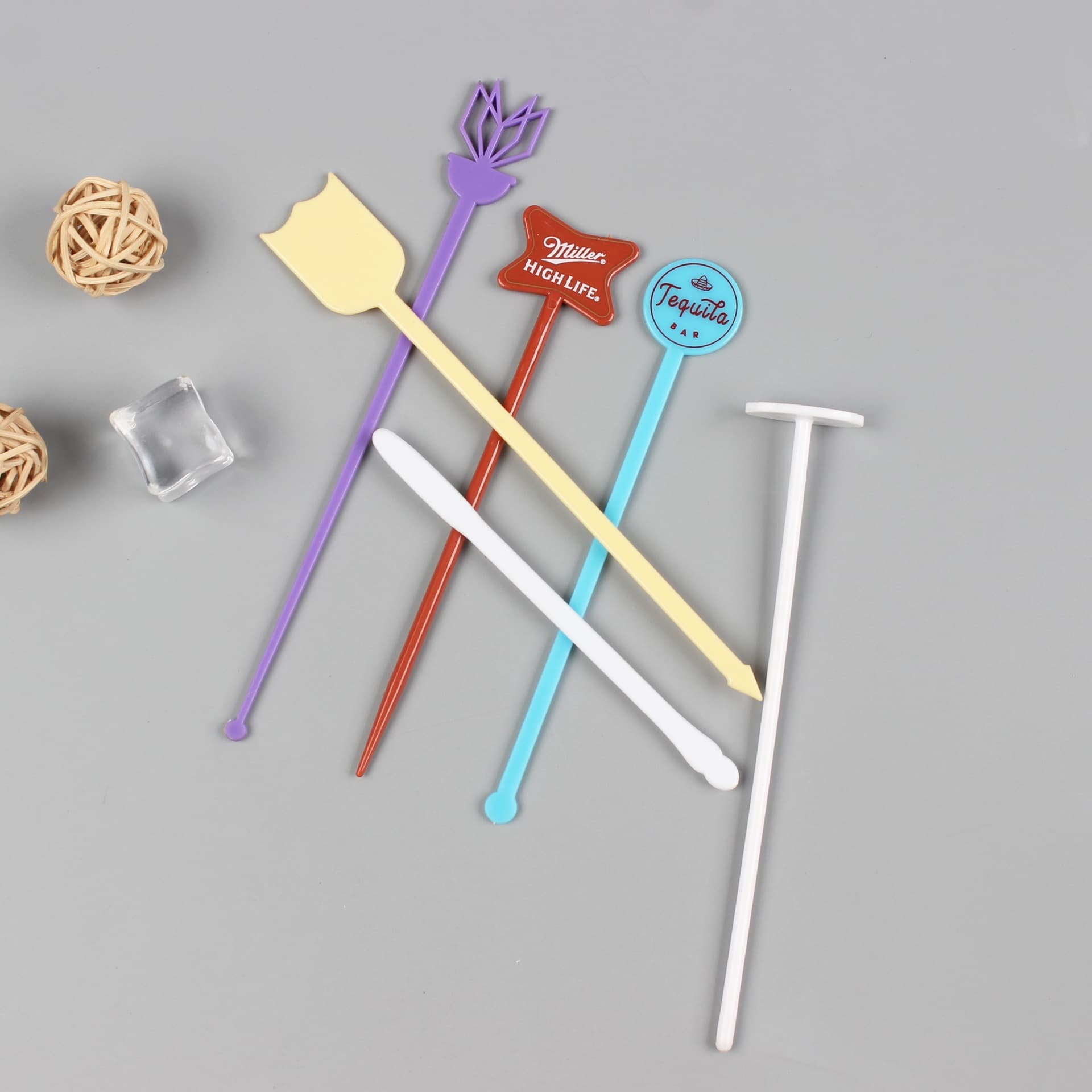 Assorted Shaped Stirring Sticks Cocktail Stirrer Fruit Fork Advertising Stirring Stick Coffee Stirrer Juice Stirrer