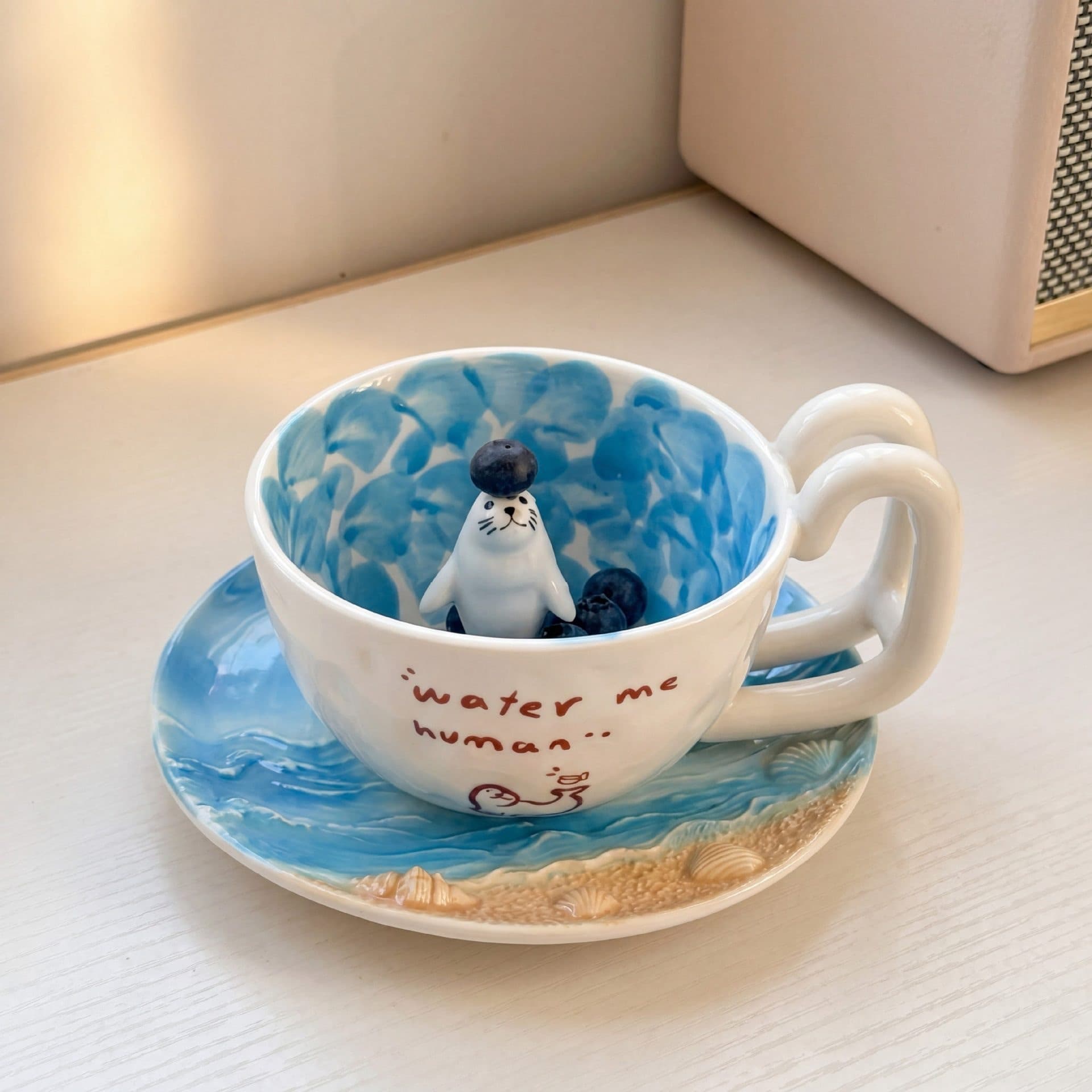 Seal Ceramic Mug - High Aesthetic Women's Mug, Home Coffee Cup, Birthday Gift for Men and Women, Souvenir