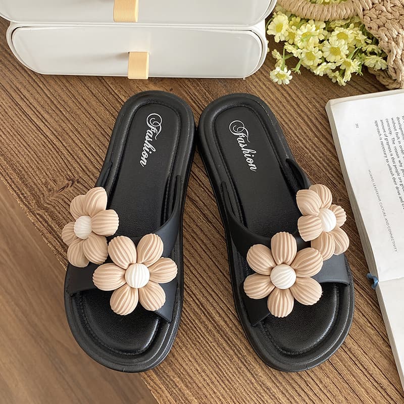 Bow Sandals for Women Summer Outdoor Flat 2024 New Fashionable Versatile Thick Sole Beach Casual High Appearance Comfort