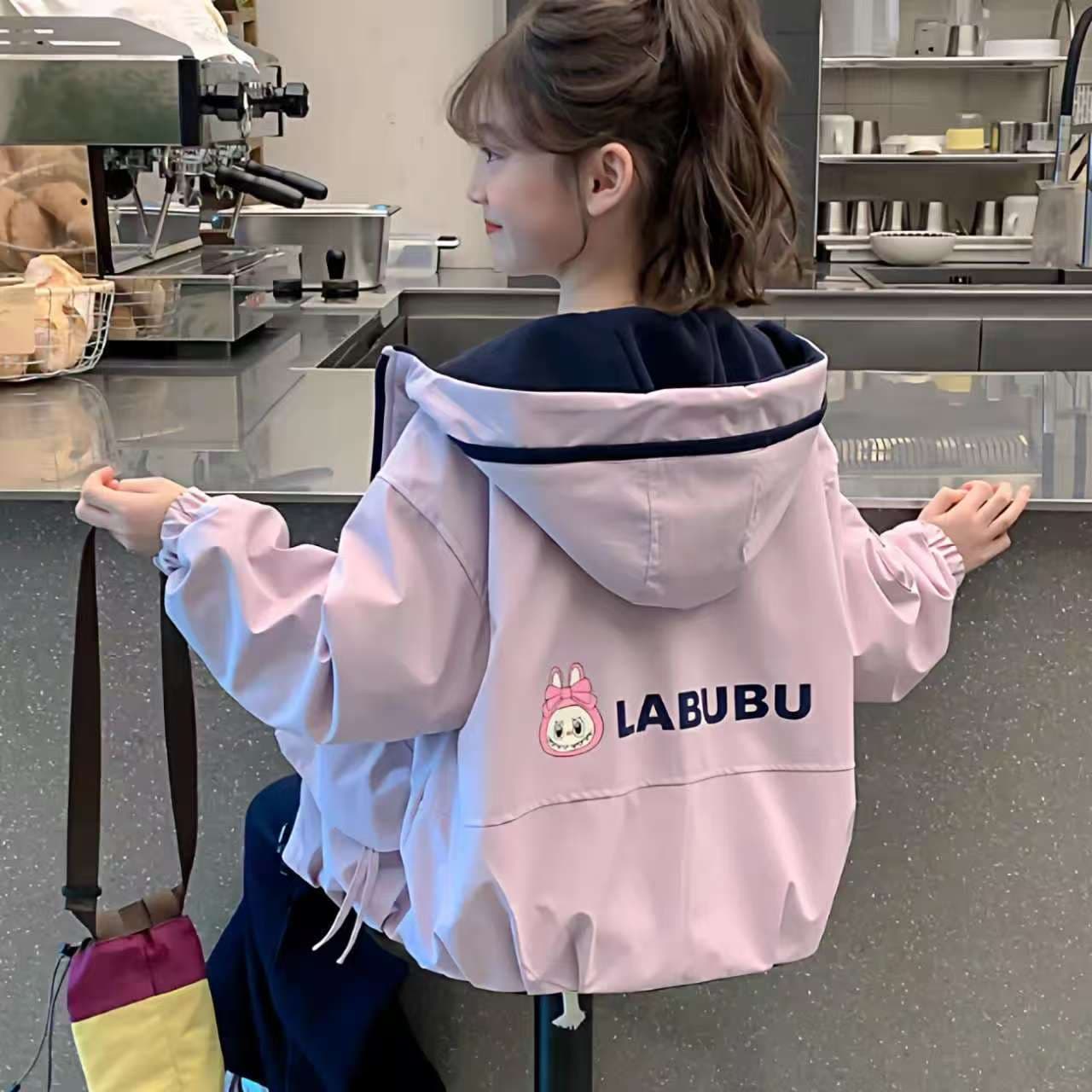 Spring/Winter Girls Coat 2025 New Children's Reversible Jacket for Ages 6-12, Thickened Windbreaker