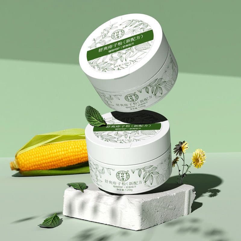 Beijing Tongrentang Comfortable Prickly Heat Powder 120g, Herbal Body Powder for Sweat and Itch Relief, Fresh Scent, Refreshing for Men, Women, and Babies