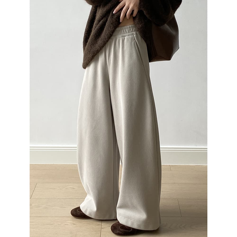Yanshuang Simple Loose Fleece Warmth Wide-leg Sweatpants Women's Autumn/Winter Versatile Casual High-waist Slimming Pants 82672