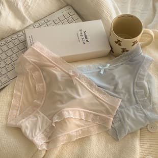New Cream Girl Panties Solid Color Seamless Quick-Dry Lace Sexy Ultra-Thin Summer Thin Mask Shorts