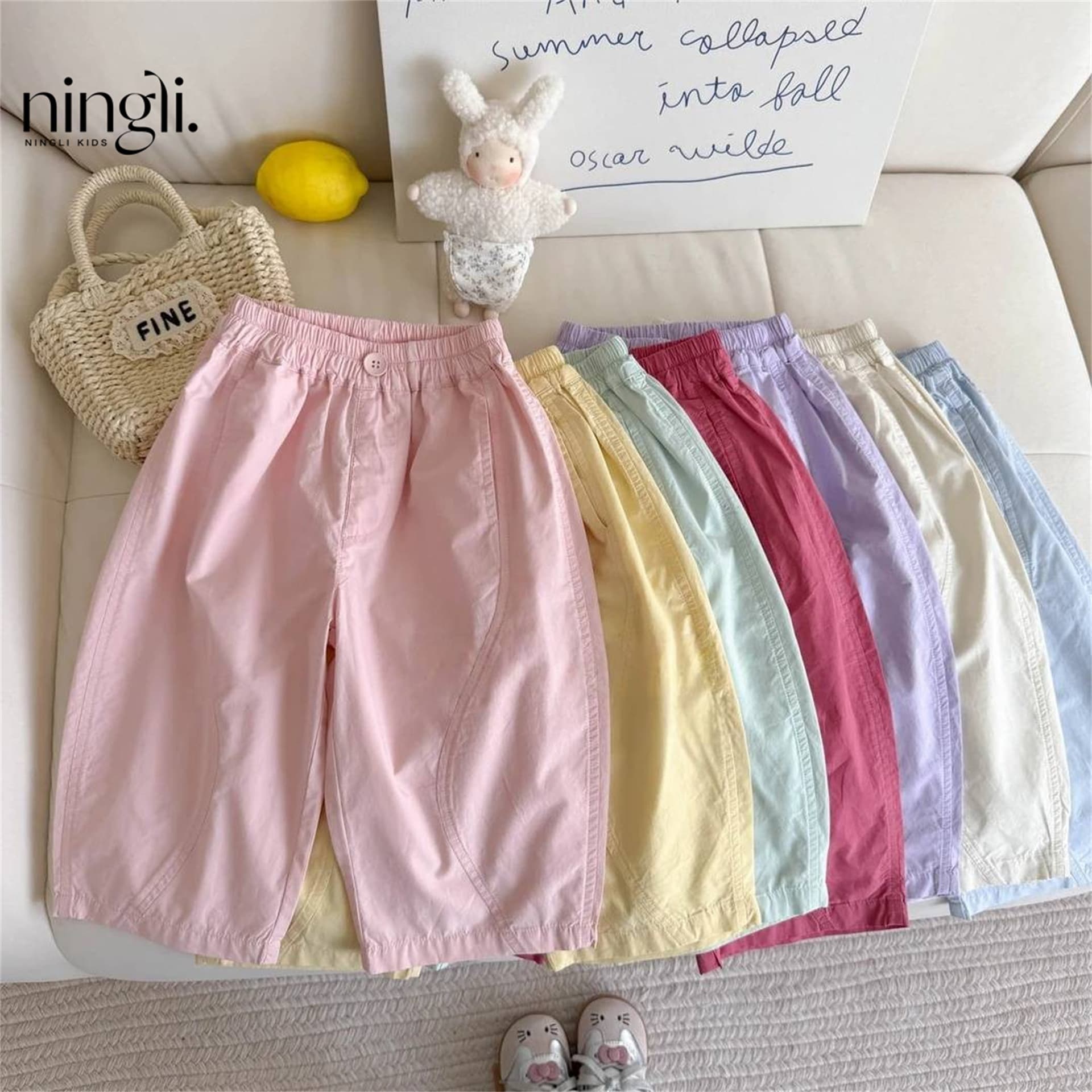 Ningli Girls Korean Style Casual Anti-mosquito Pants Western Style 26 Summer New Wide Leg Pants Baby Girls Thin Loose Pants