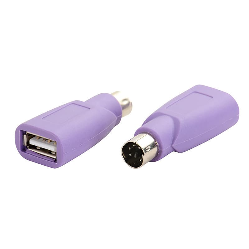 Purple PS2 Male Round Connector Mouse Keyboard Adapter PS2 Male to USB Female Converter Plug