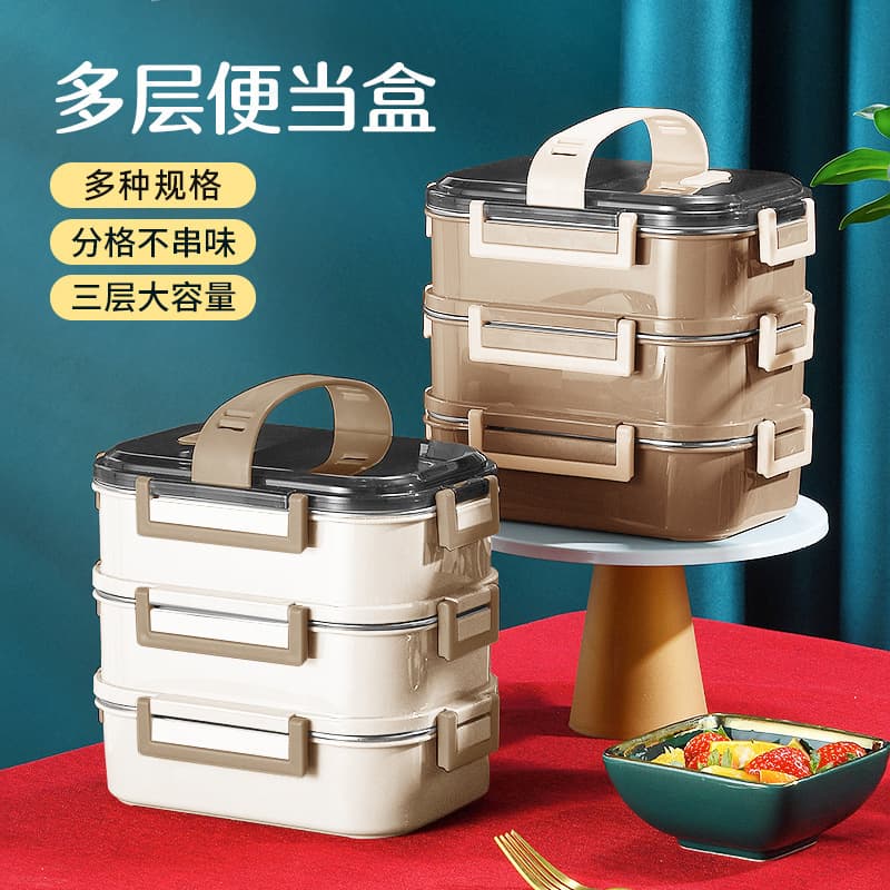 Premium Stainless Steel Multi-Layer Insulated Lunch Box with Dividers, Sealed Portable Lunch Container for Office Workers, Students with Lid