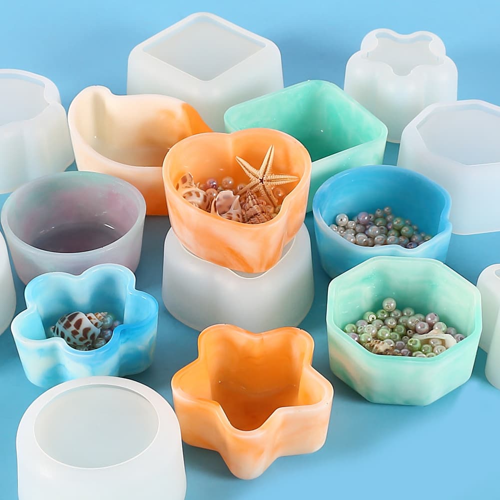 Star Shell Succulent Planter Silicone Mold DIY Round Square Jewelry Storage Box Heart-shaped Flower Pot