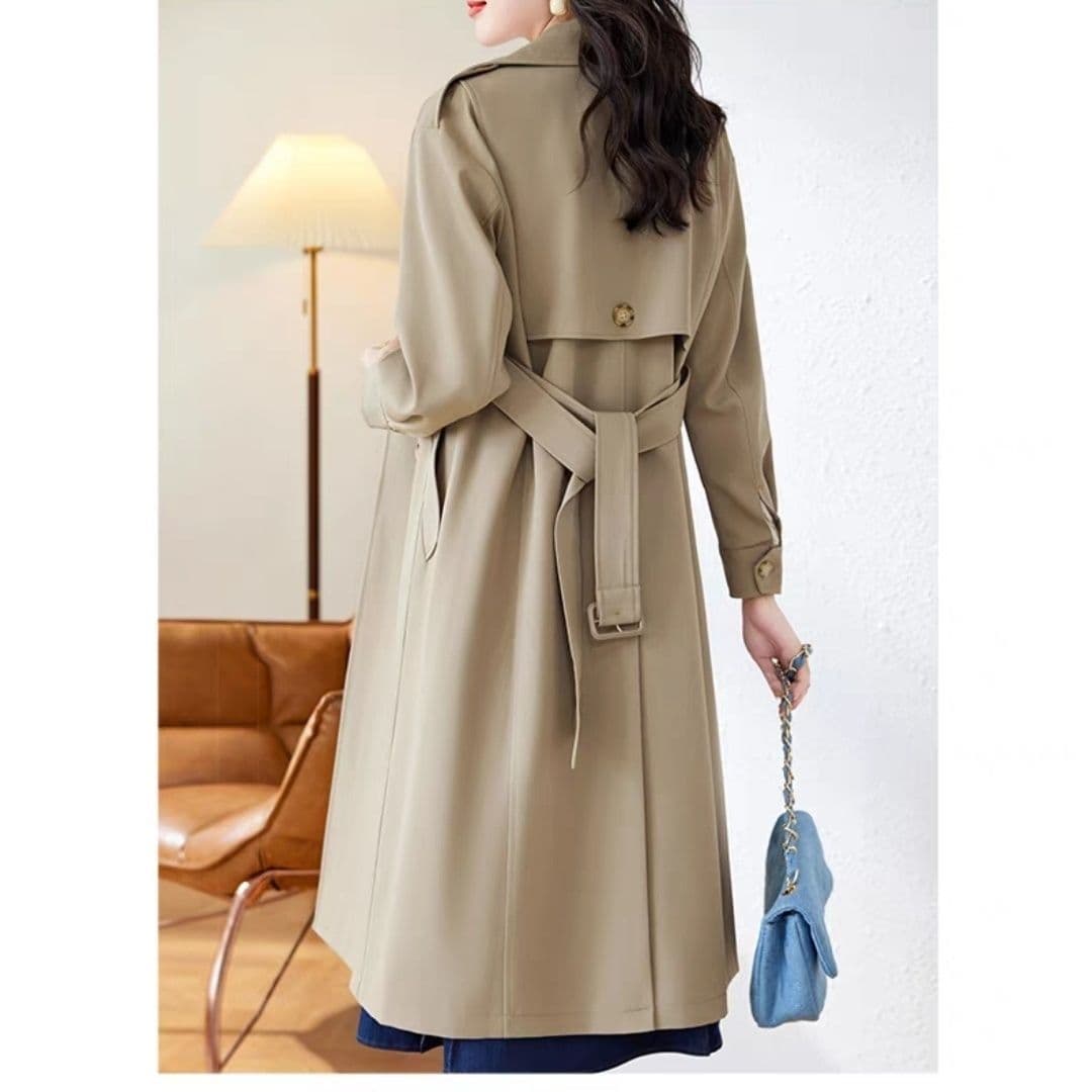 2024 Autumn New Women's Mid-Length Trench Coat, High-End Excellent Drape Casual Loose Fit Coat in Black
