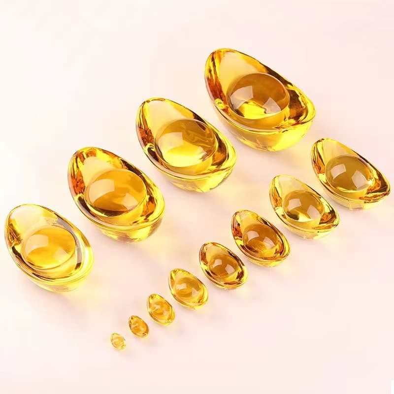 Glass Sycee Finished Product Wealth Bowl Ornament Yellow Crystal Sycee
