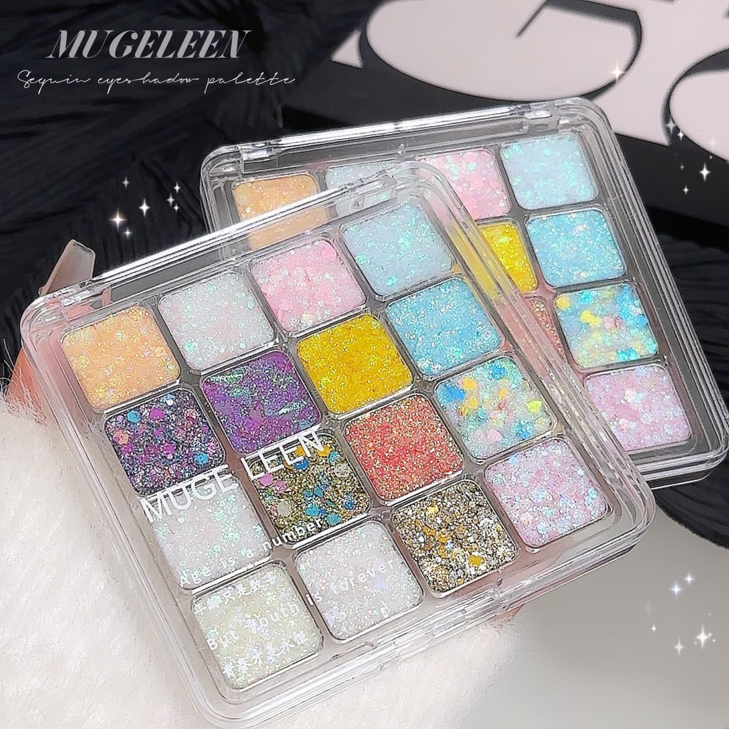 16-Color Sequin Eyeshadow Palette Mermaid Stage Makeup Hanfu Party Pearlescent Matte Colorful Glitter Bling Shimmer