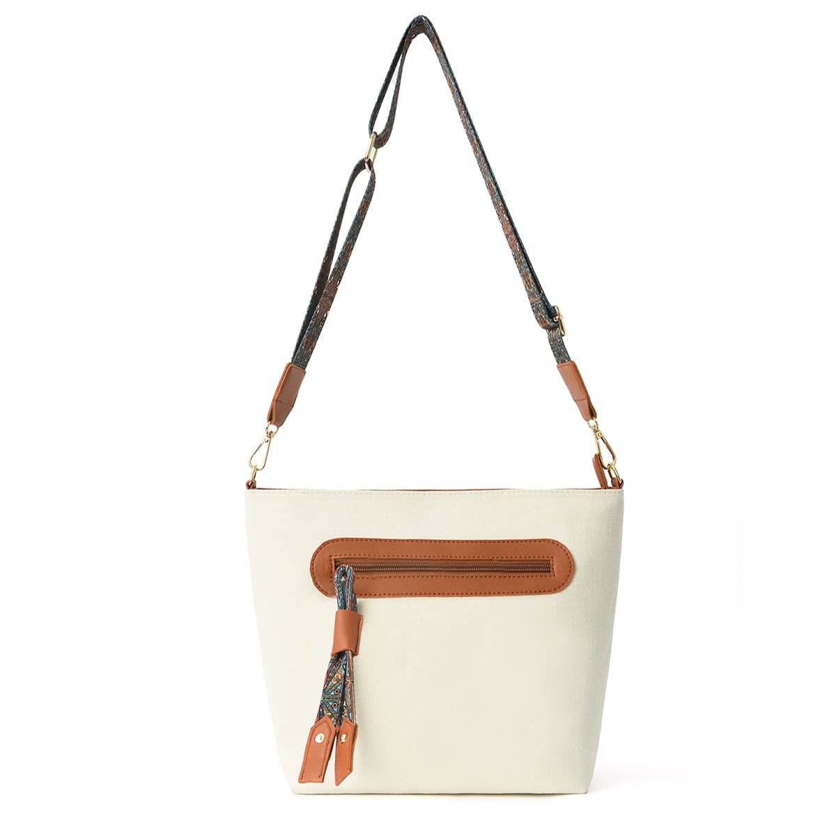 Crossbody Bag with Vintage Old Money Style, Printed Webbing Tassel, Fashionable Single Shoulder Bag, HOBO Commuter Large Capacity Crossbody Bag