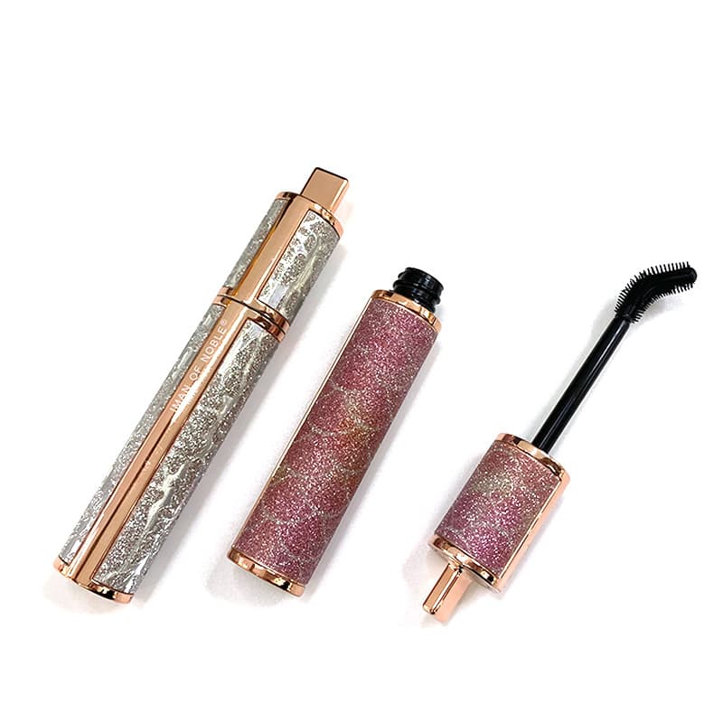 Mascara Tube Fashion Leather Round Mascara Tube Rotating Silicone Brush Head Eyelash Growth Serum Bottle