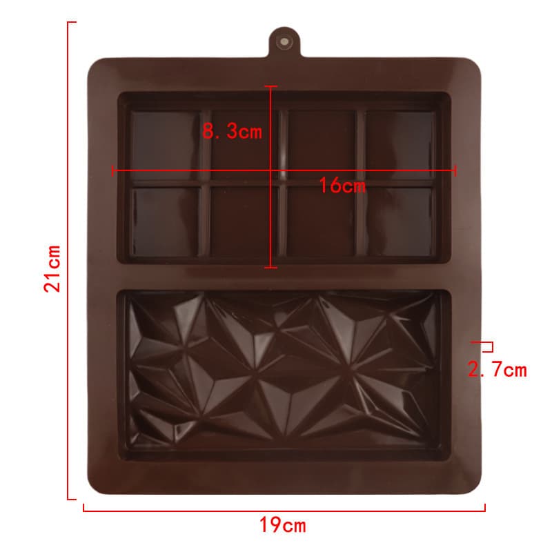Cross-border Diamond Square Silicone Chocolate Bar Rectangular Food-Grade Silicone Baking Mold DIY Kitchen Use