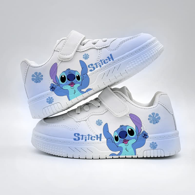 Stitch Cartoon UV Print Kids Shoes, Cute White Sneakers, Cross-Border Best Seller, Same-Day Shipping, Unisex for Boys and Girls