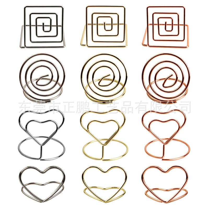 Cross-border Hot-selling Ring Style Circle Base Note Clip, Metal Desktop Place Table Number Storage Business Card Holder, In Stock